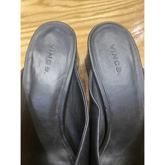 Vince Elizabeth Mule Sandal Women's 9 M Triple Black Leather Open Square Toe S57 - Picture 3 of 8